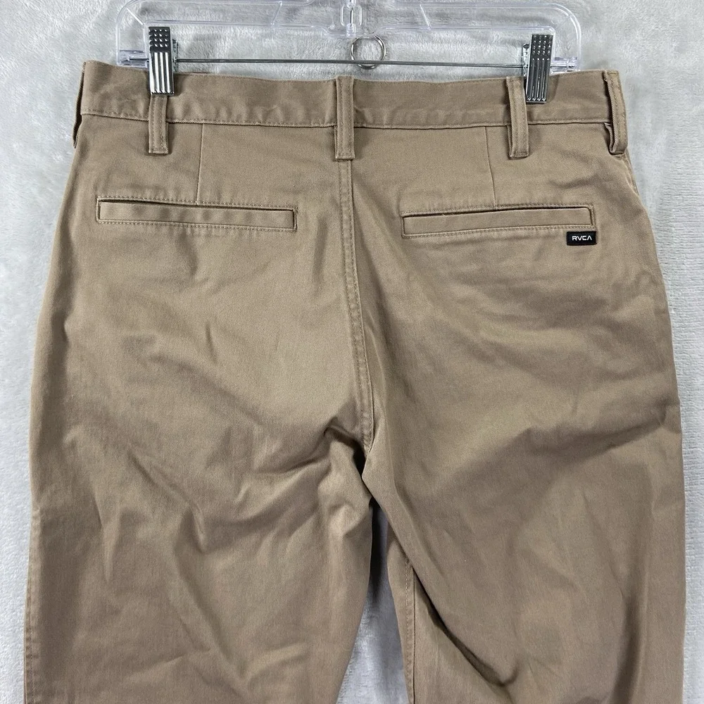 RVCA Pants men's 31x31 Chino Week-End Fit Classic Brown Flat Front Stretch Skate